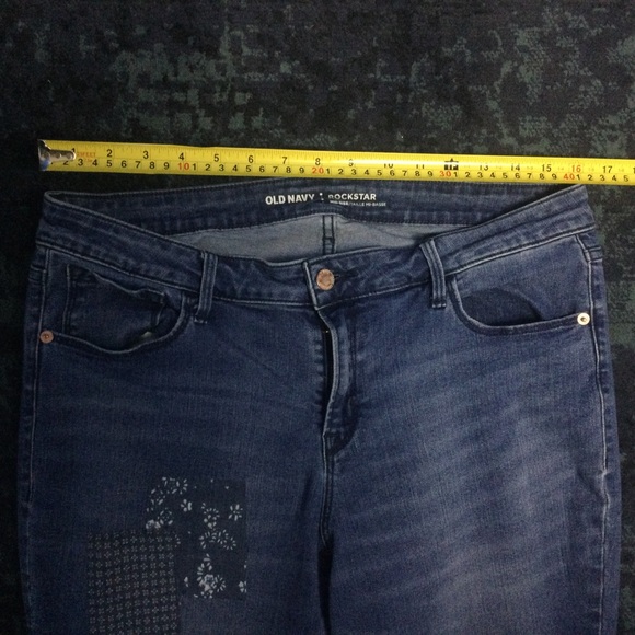 Old Navy Rockstar Mid-rise 14 Patches Medium Wash - Picture 6 of 13